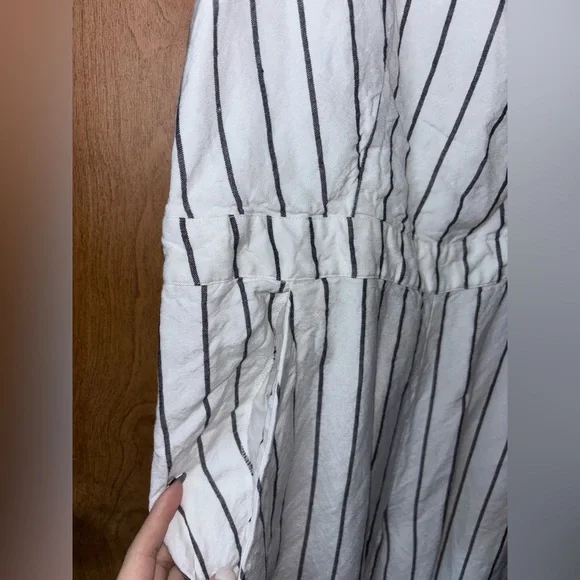 LOFT Black and White Striped Jumpsuit - Picture 2 of 4